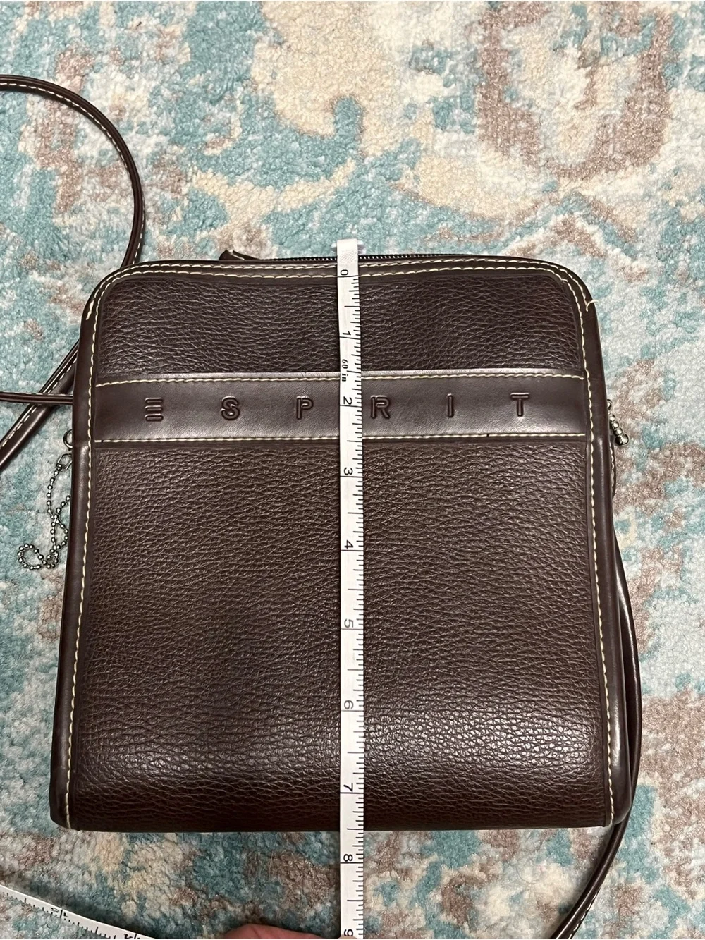 VINTAGE Esprit Dark Brown Leather Compact Messenger